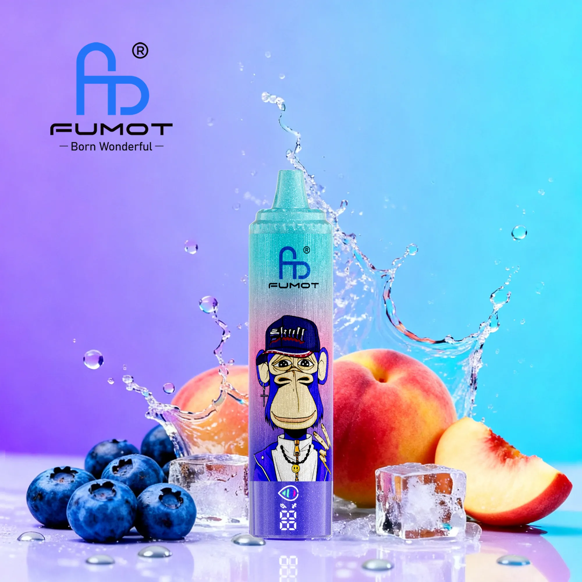 Fumot Tornado 15000 Blueberry Peach Ice 0mg