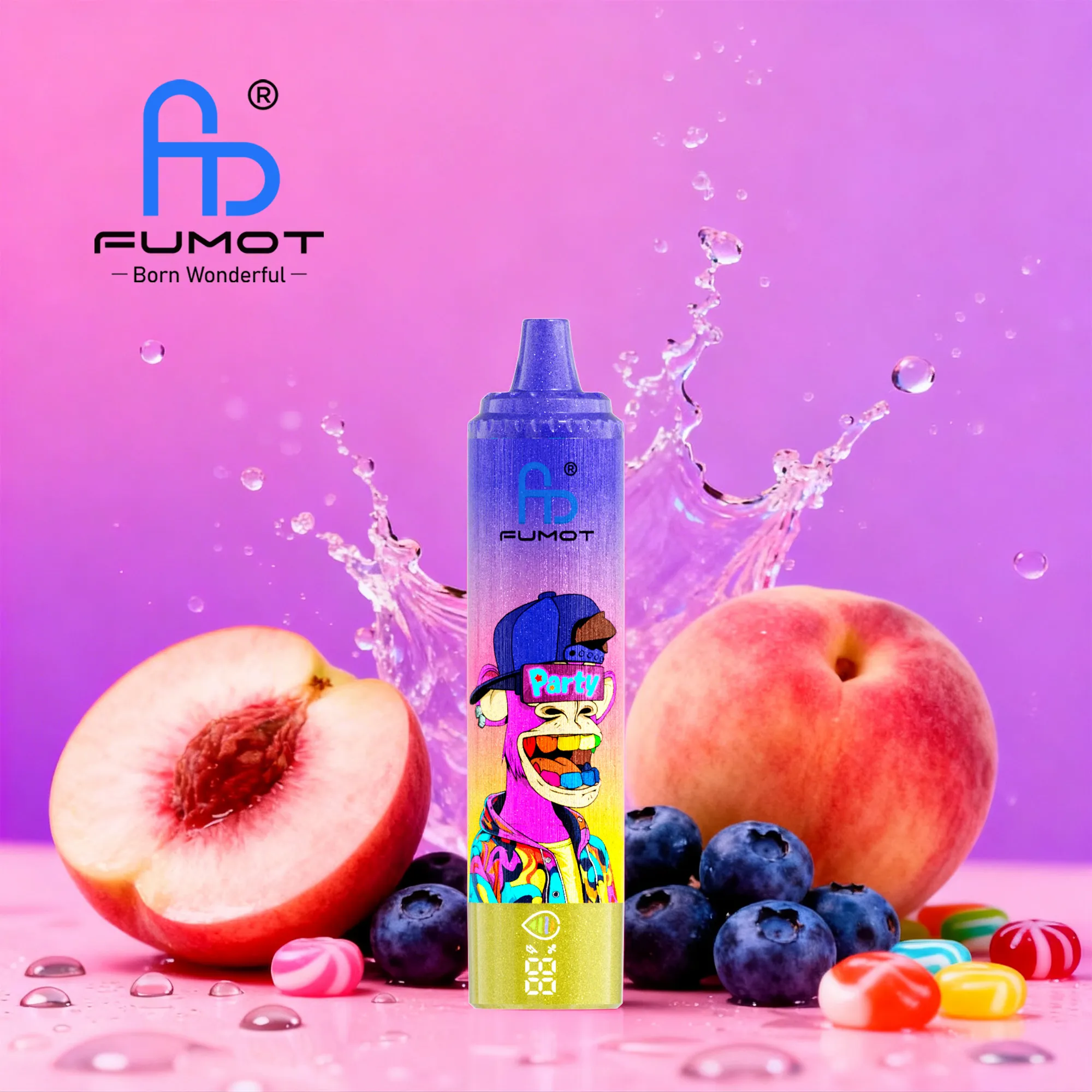 Fumot Tornado 15000 Peach Blueberry Candy 0mg