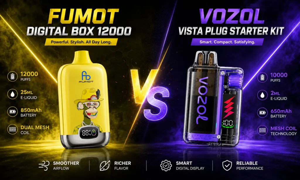 Fumot Digital Box 12000 vs. Vozol Vista Plug Starter Kit