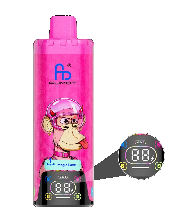 Fumot Eco 4in1 80000 Digital Display zeigt aktive Sorte und Akkustand